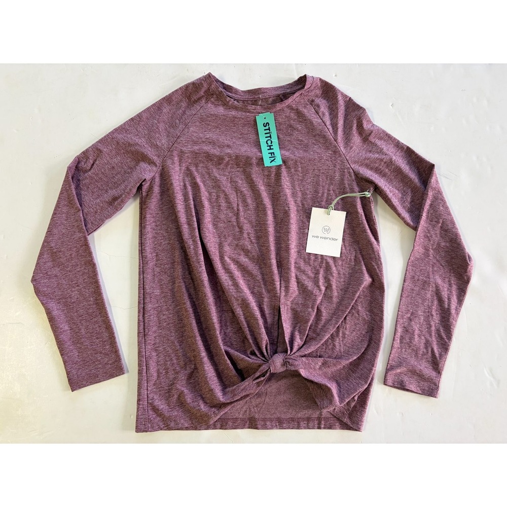 We Wander WeFlex Molly Side Tie Performance Top Womens XS Purple Long Sleeve NWT